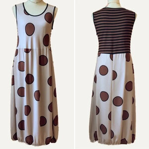 NAYA Brown Large Polka Dot Maxi Dress Size S/M